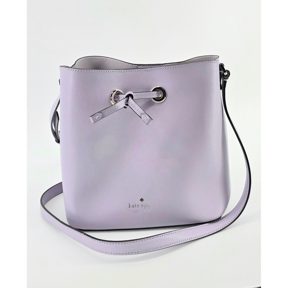 Kate Spade Pastel Saffiano Leather Bucket Bag Womens Lavender Crossbody Handbag